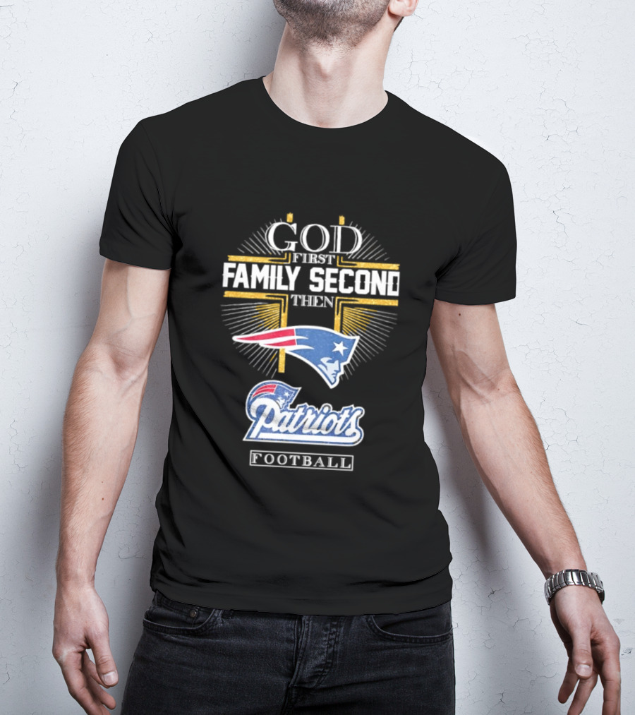 God First Family Second Then Patriots Football Flying Elvis T-Shirt