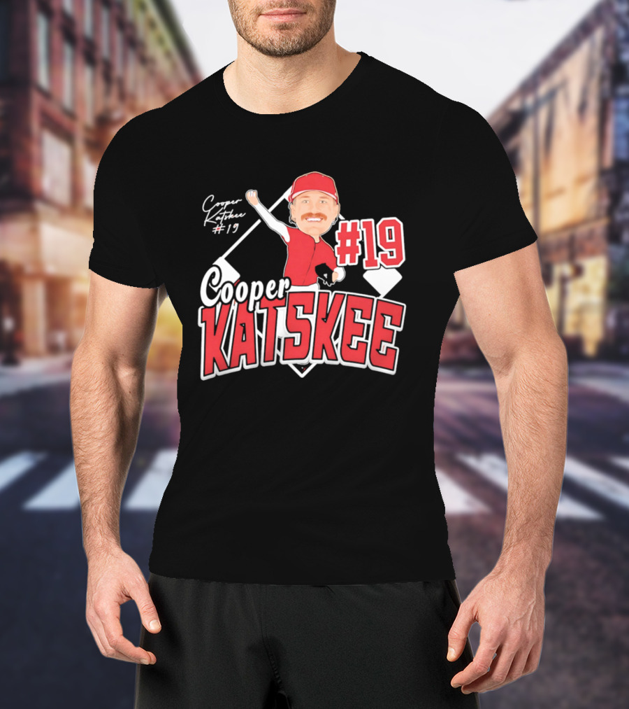Cooper Katskee #19 Nebraska Baseball Caricature T-Shirt