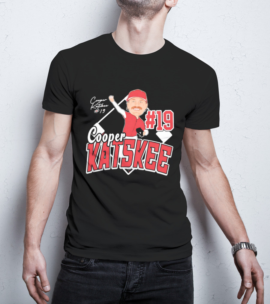 Cooper Katskee #19 Nebraska Baseball Caricature T-Shirt