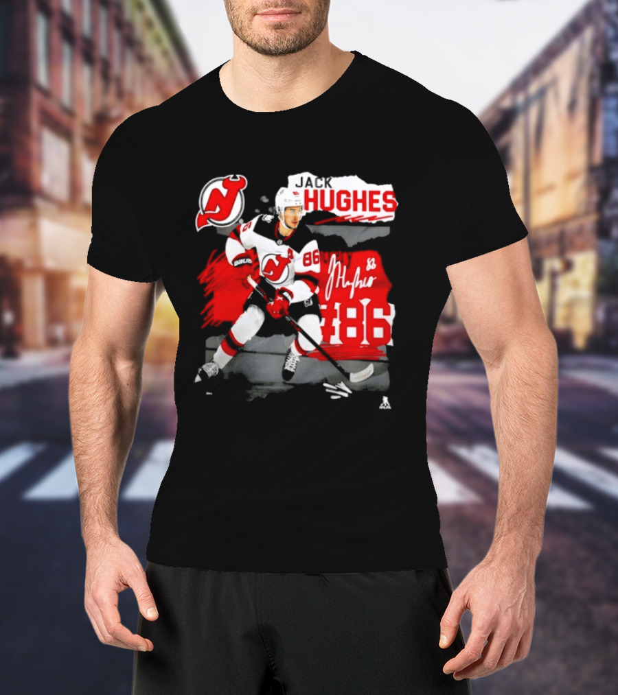New Jersey Devils Jack Hughes 86 Fresh Ice Hockey T-Shirt