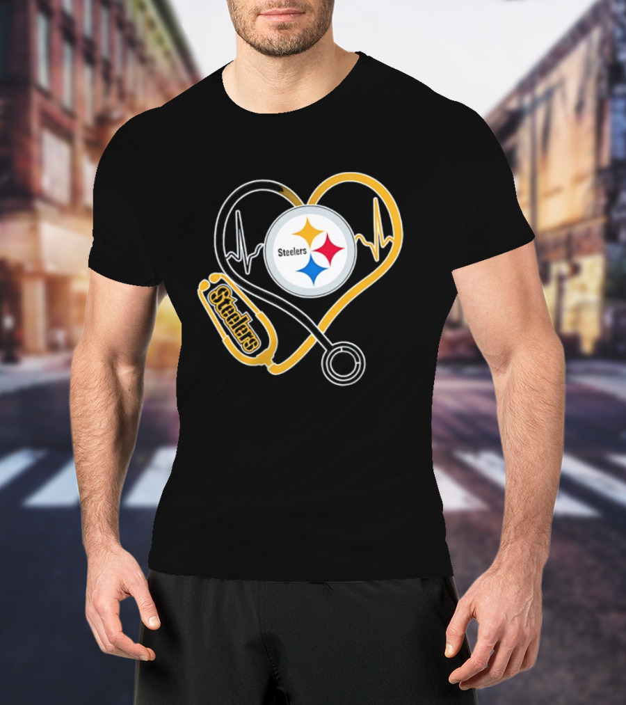 Nurse Heart Stethoscope Pittsburgh Steelers T-Shirt