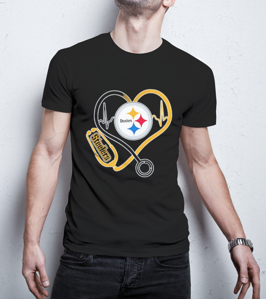 Nurse Heart Stethoscope Pittsburgh Steelers T-Shirt