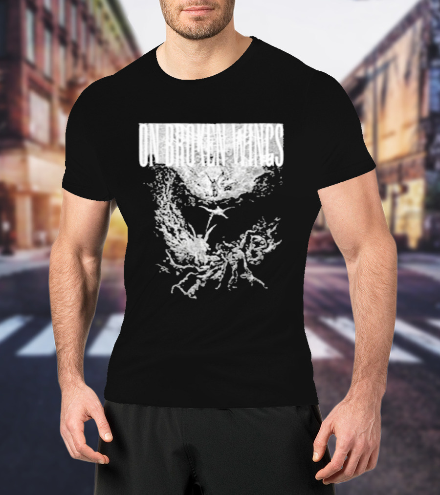 On Broken Wings Fallen Angel White Grunge T-Shirt