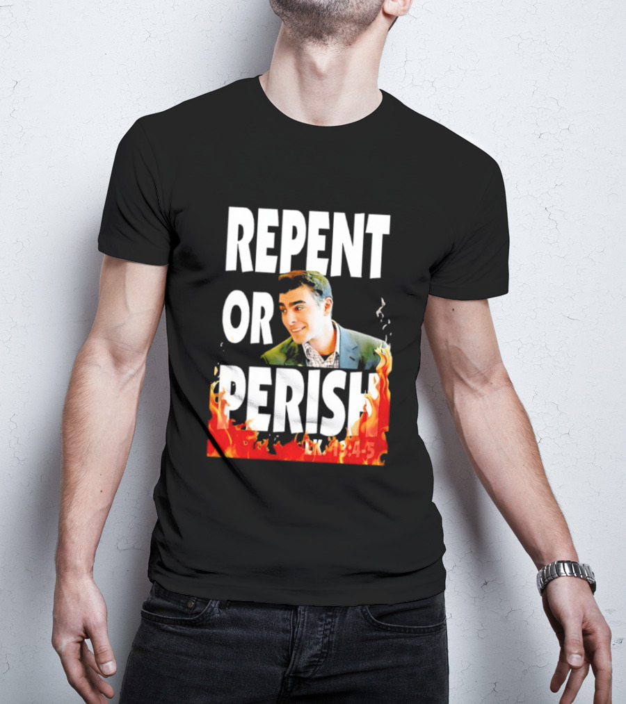 Repent Or Perish Luigi Fire Flame Luke 13:3 5 T-Shirt