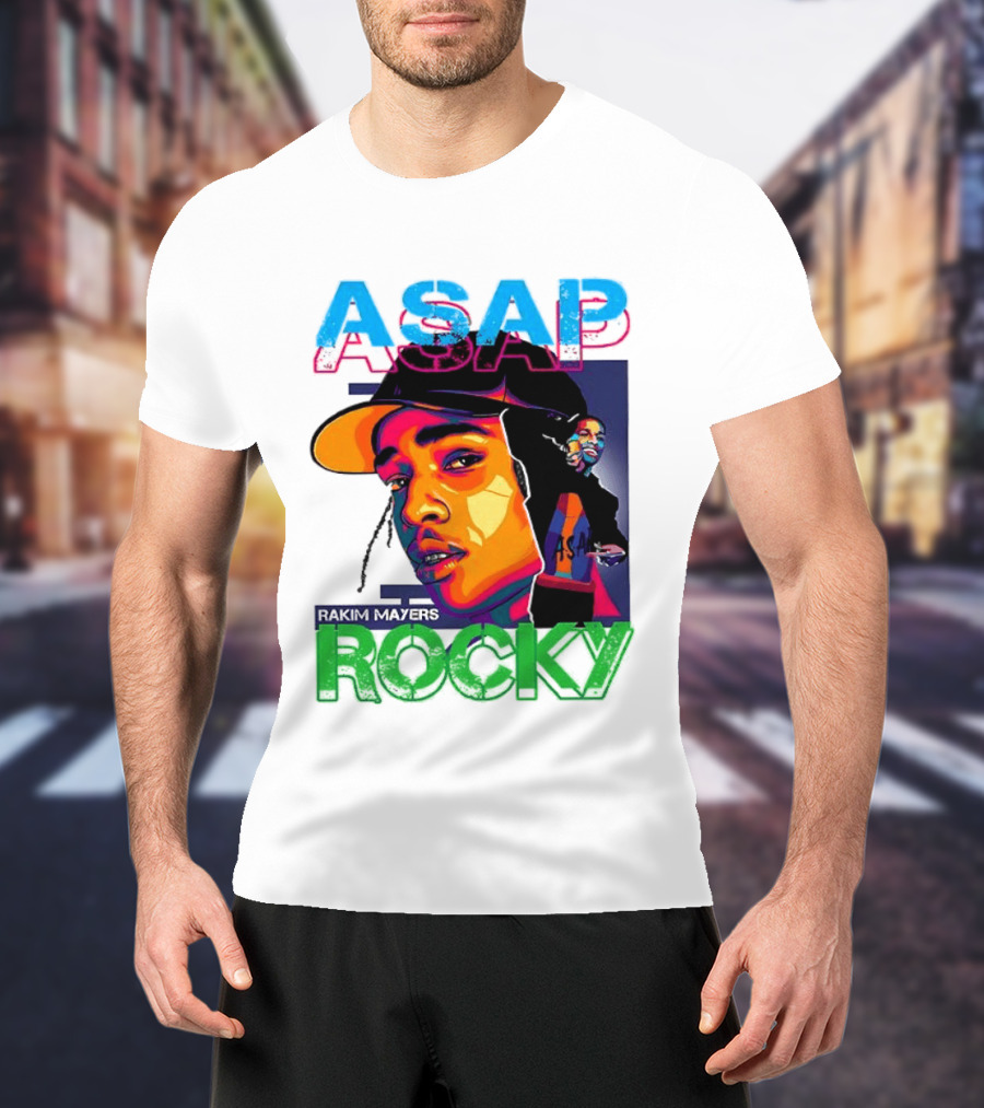 ASAP Rocky Rakim Mayers Hip Hop Street Art Bold Pop Color Aesthetic T-Shirt