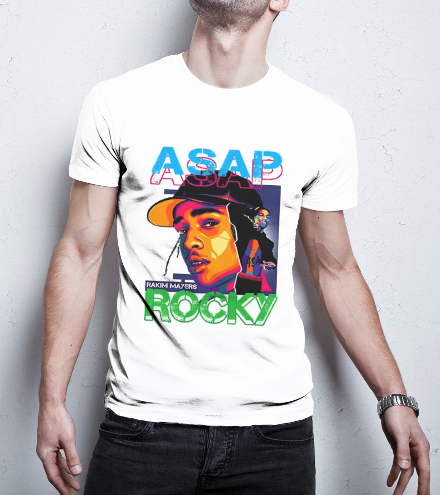ASAP Rocky Rakim Mayers Hip Hop Street Art Bold Pop Color Aesthetic T-Shirt