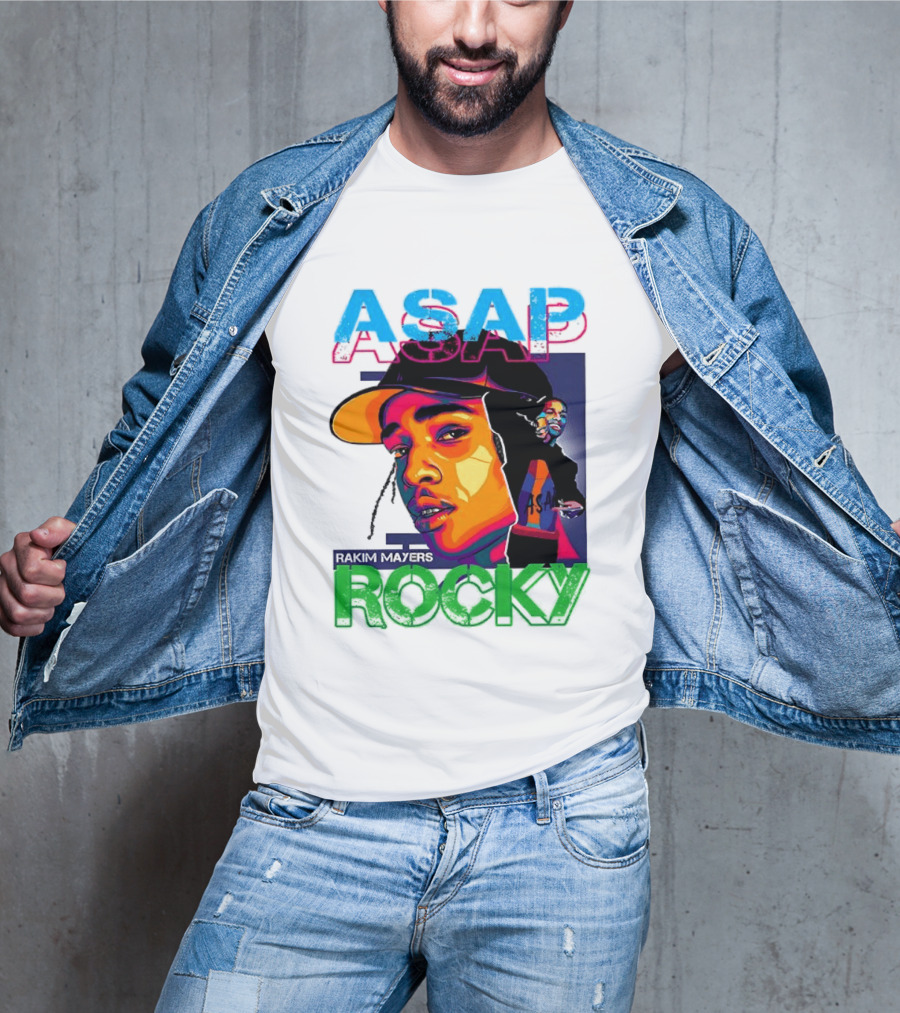 ASAP Rocky Rakim Mayers Hip Hop Street Art Bold Pop Color Aesthetic T-Shirt