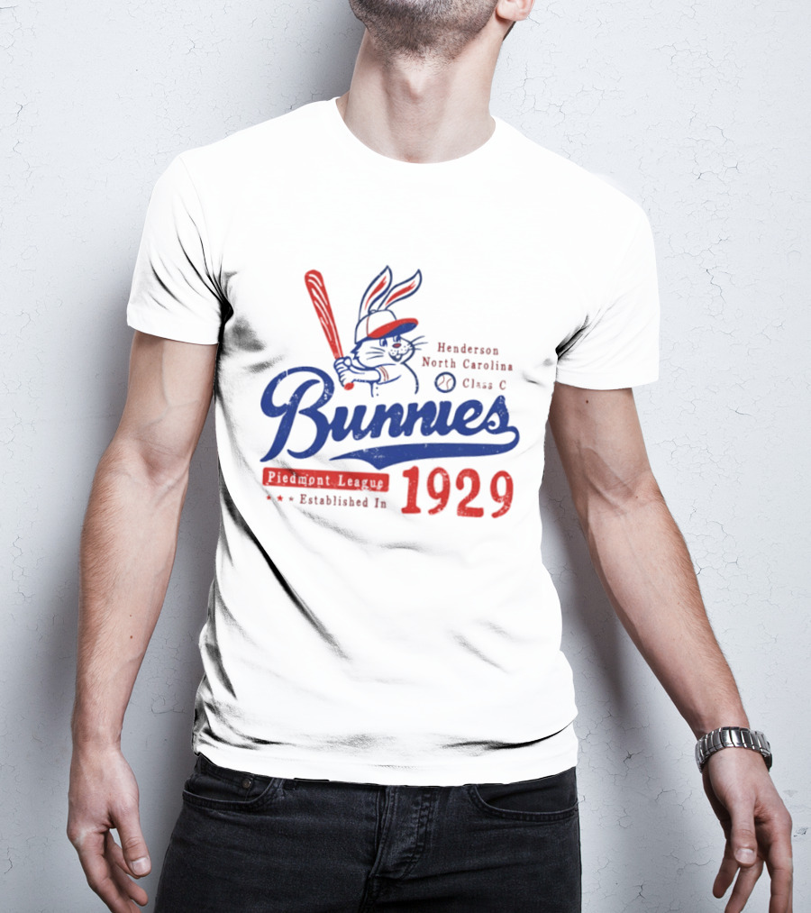 Bunnies Henderson North Carolina 1929 Class C Piedmont League Vintage Baseball T-Shirt