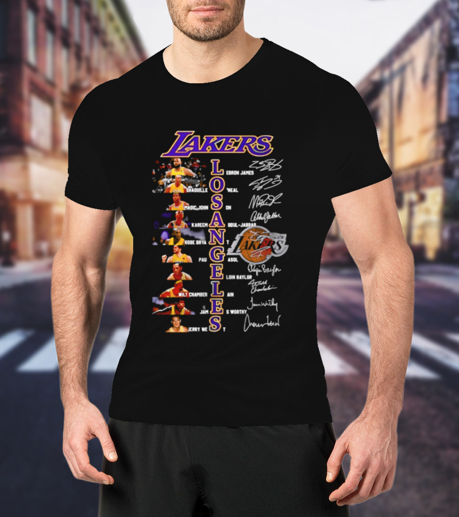 Lakers Los Angeles Legends Roster Autographed Signatures Collection T-Shirt