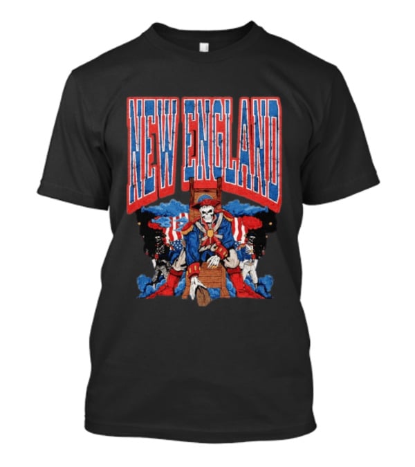 New England Skeleton Pirates Patriots Football American Flag T-Shirt