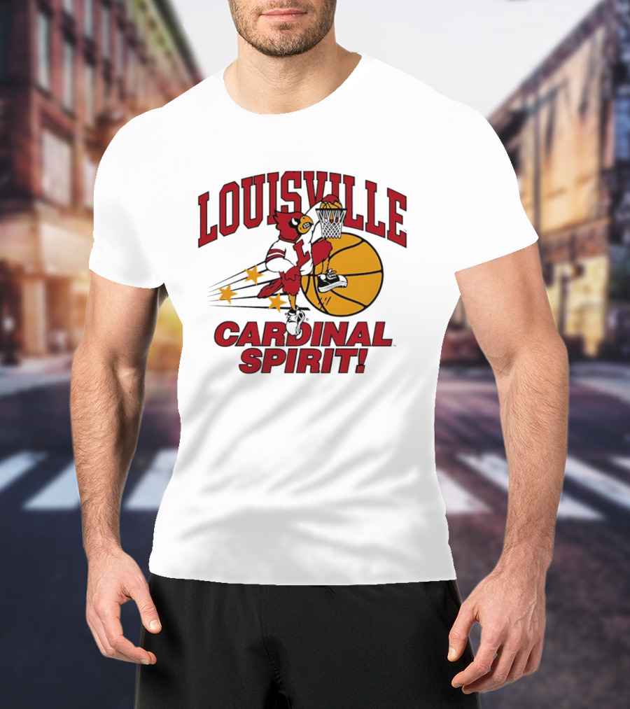 Louisville Cardinal Spirit Basketball Dunking Stars T-Shirt