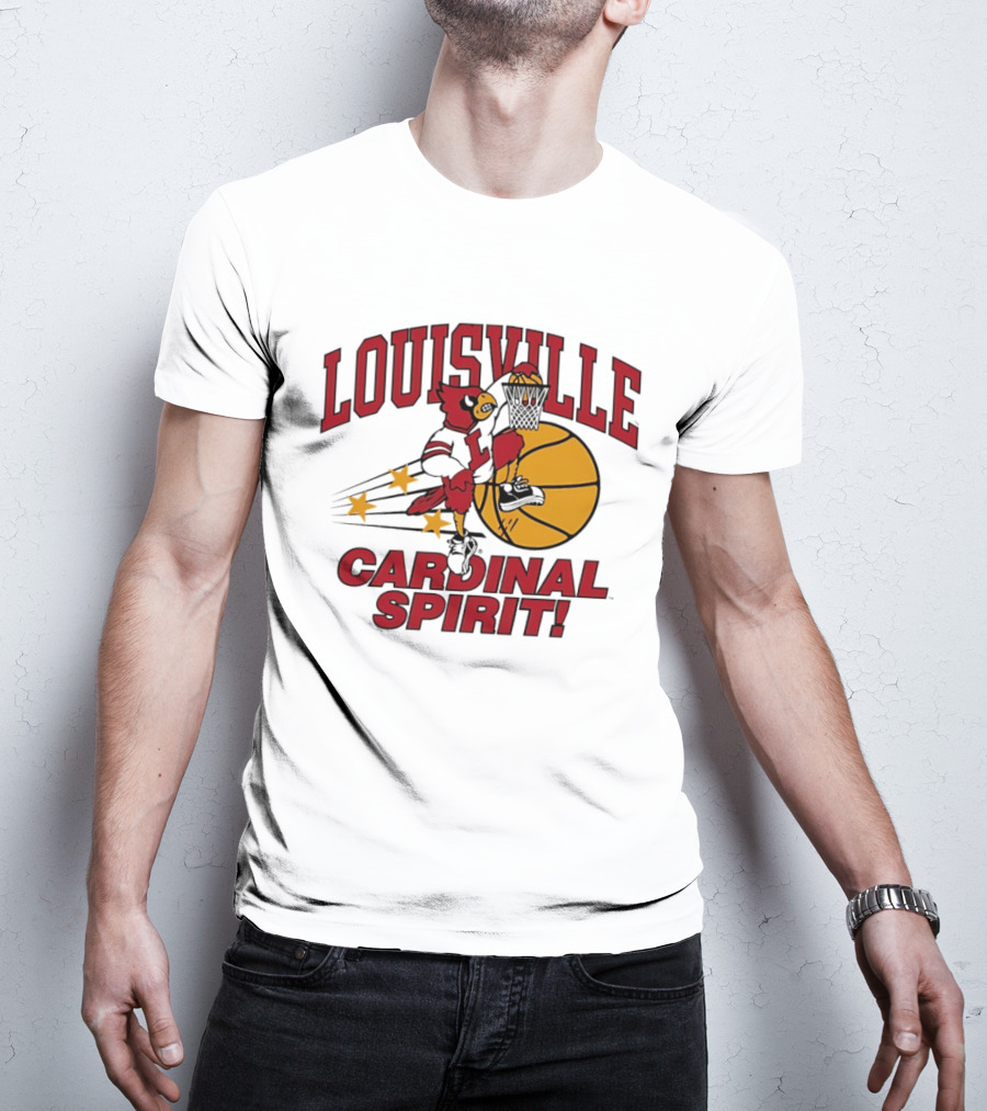 Louisville Cardinal Spirit Basketball Dunking Stars T-Shirt