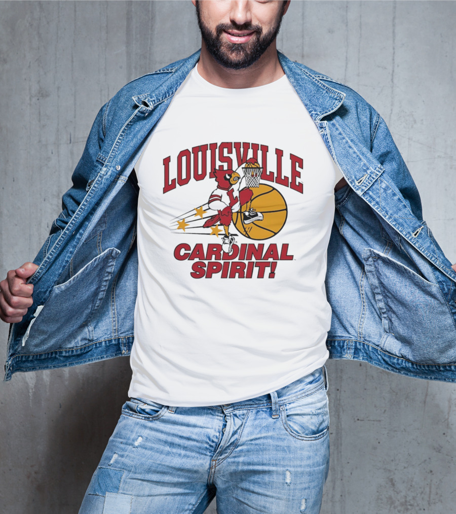 Louisville Cardinal Spirit Basketball Dunking Stars T-Shirt