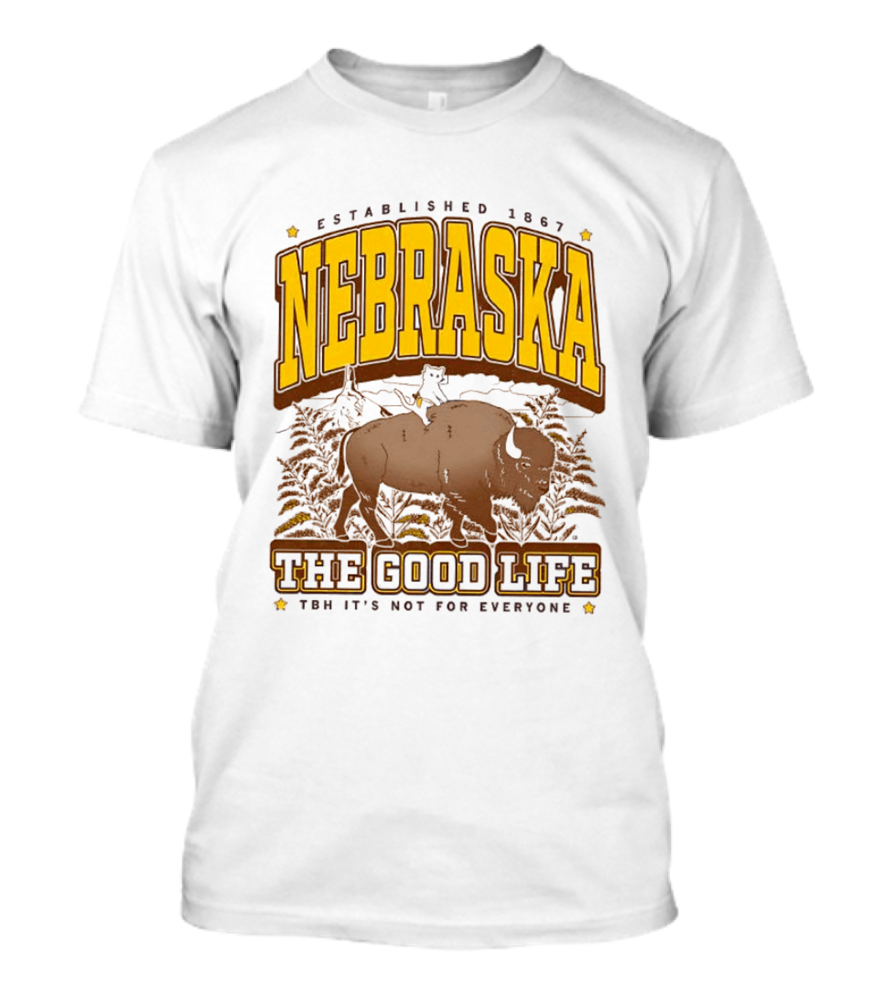 Nebraska The Good Life Established 1867 TBH It's Not For Everyone Buffalo T-Shirt