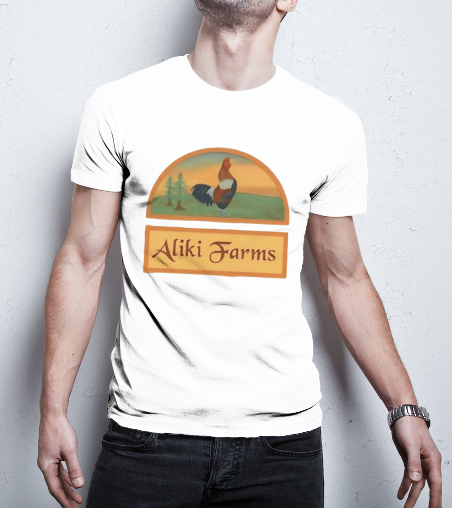 Aliki Farms Rooster Scene With Trees T-Shirt