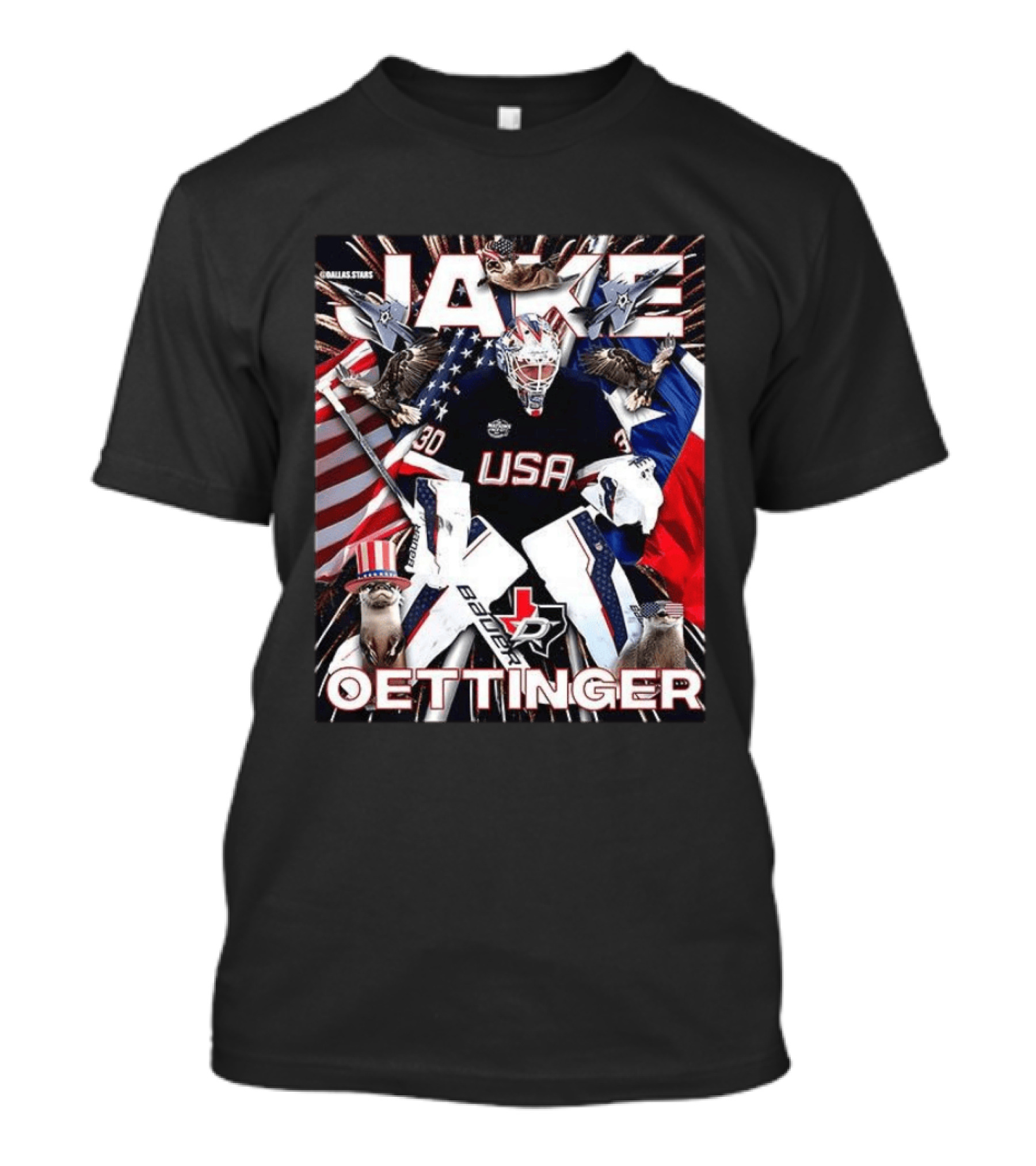 Jake Oettinger USA Hockey Olympics Dallas Stars Bauer T-Shirt
