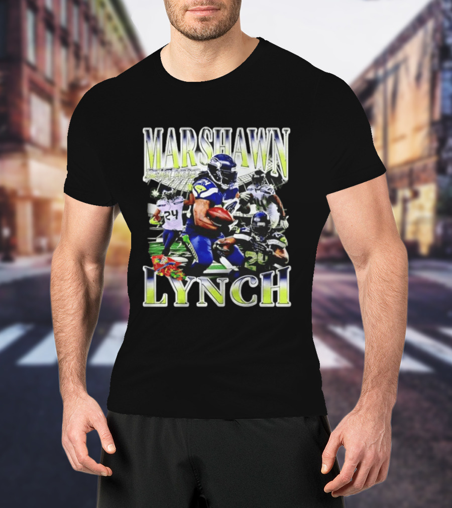 Marshawn Lynch Seattle Seahawks Football Star Running Back Legends T-Shirt