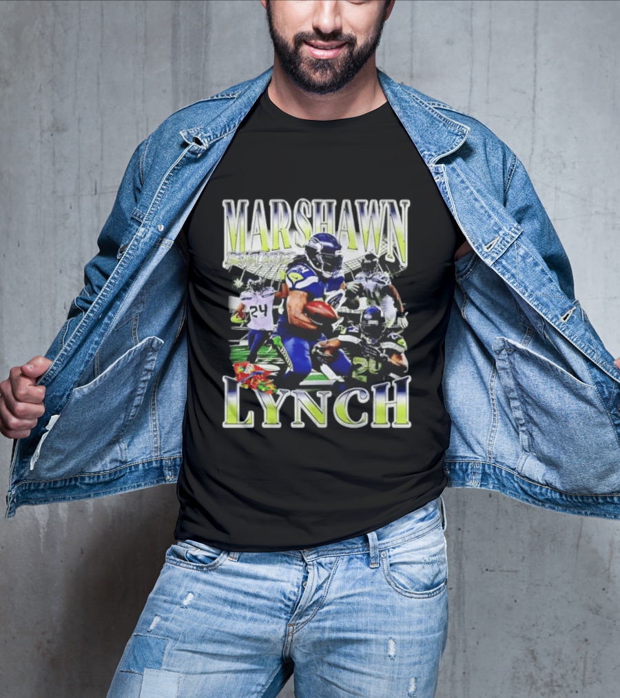 Marshawn Lynch Seattle Seahawks Football Star Running Back Legends T-Shirt