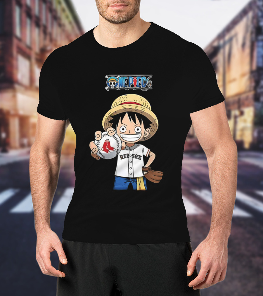 One Piece Boston Red Sox 2026 Luffy Baseball Collab T-Shirt