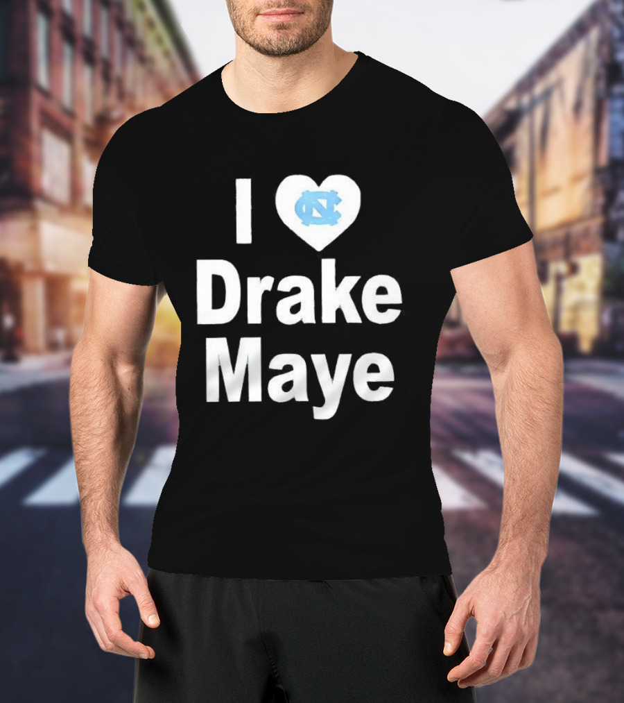 UNC Tar Heels I Love Drake Maye Heart T-Shirt