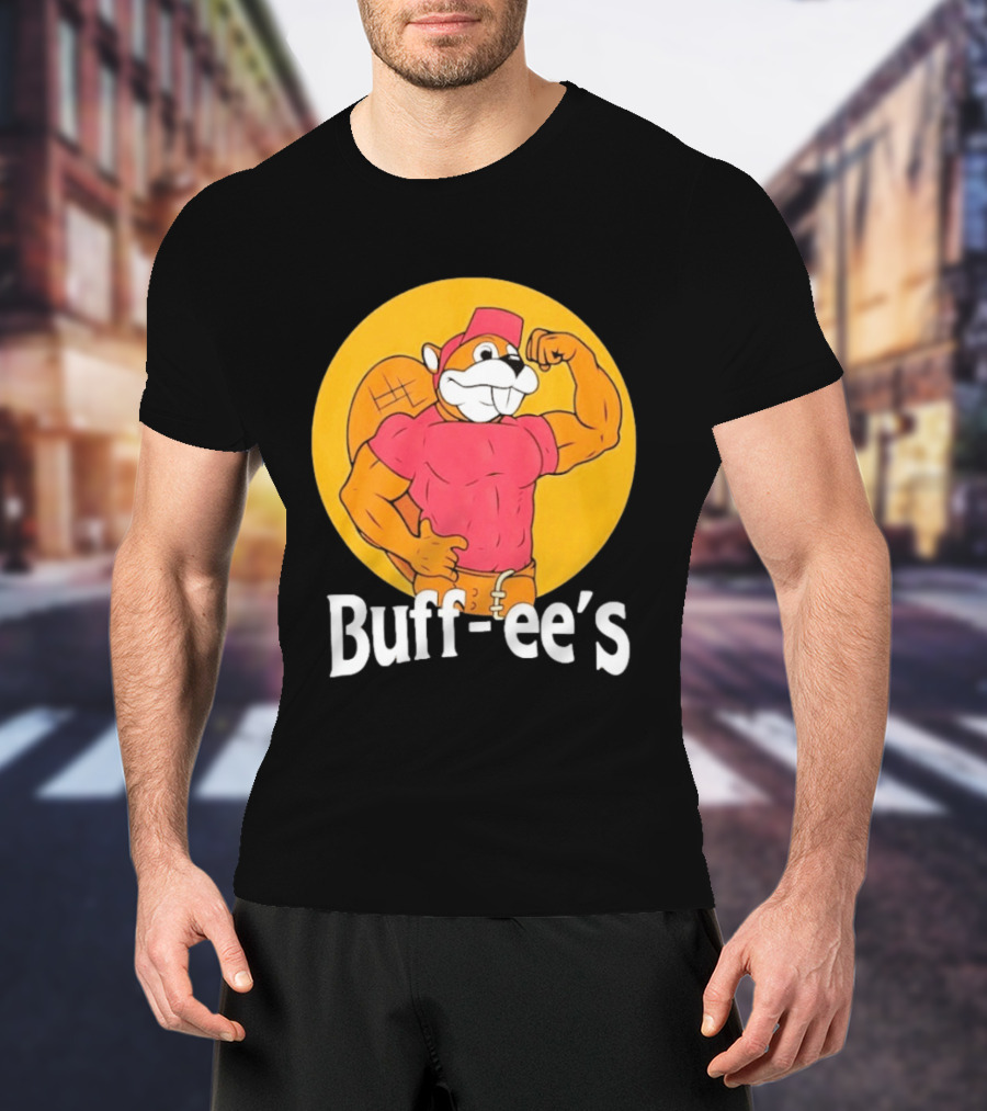 Buff Ee's Muscular Beaver Cartoon T-Shirt