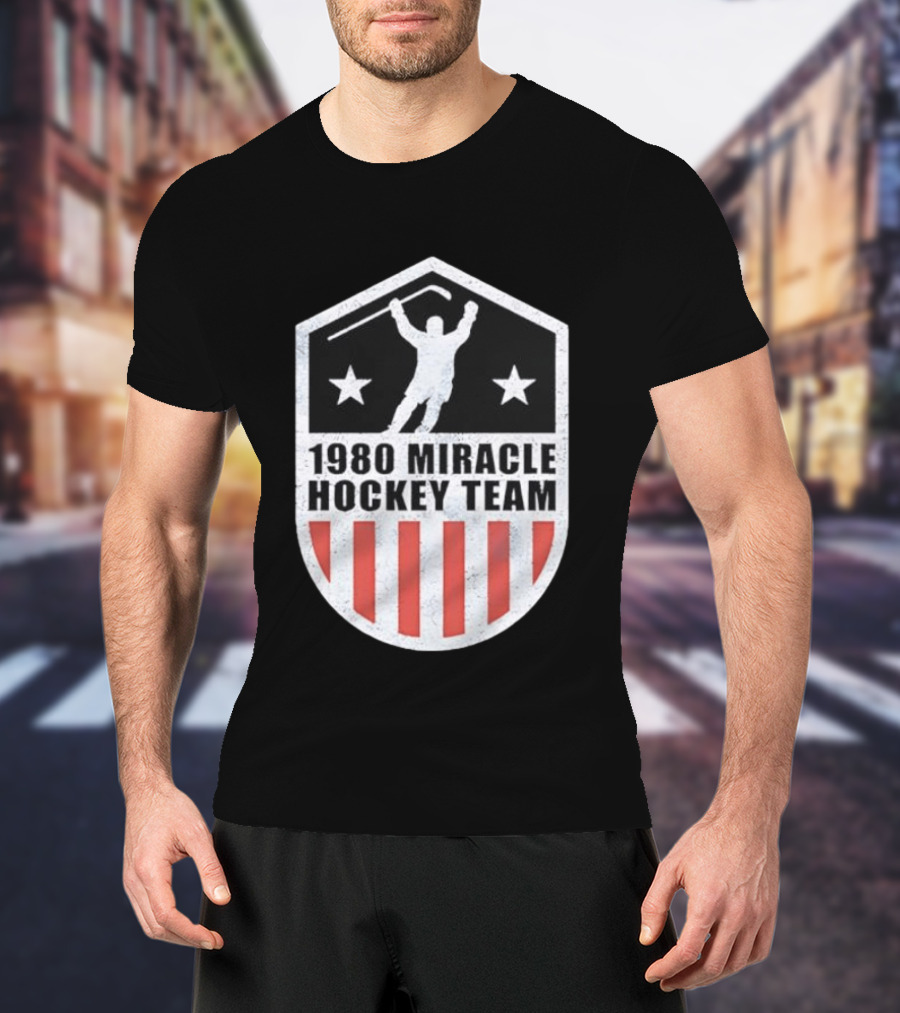 1980 Miracle Hockey Team Stars And Stripes Victory Celebration T-Shirt