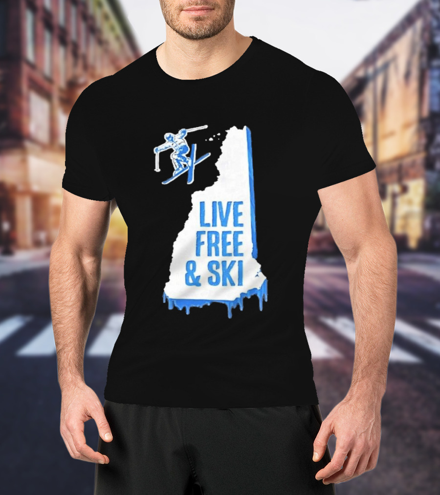 New Hampshire Live Free & Ski Winter Adventure Skiing T-Shirt