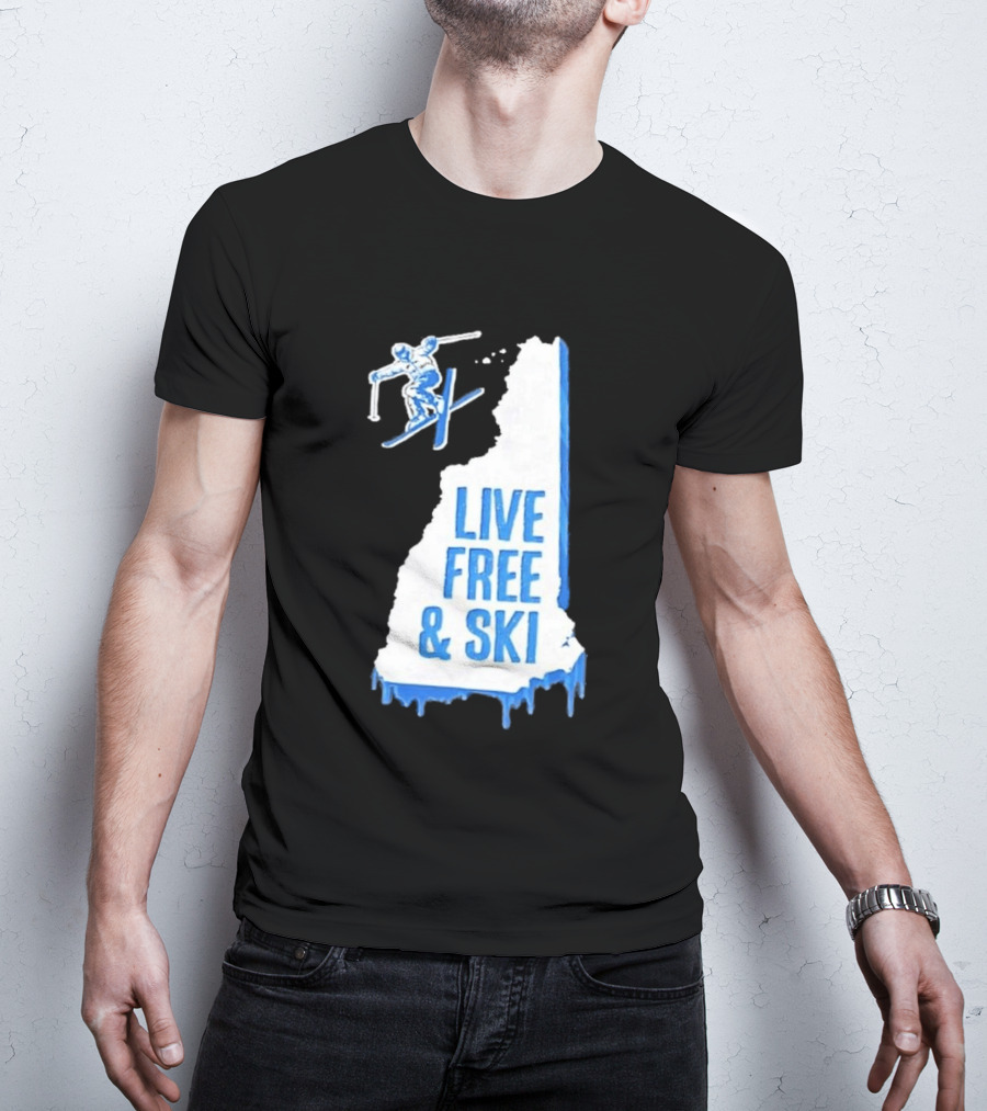 New Hampshire Live Free & Ski Winter Adventure Skiing T-Shirt