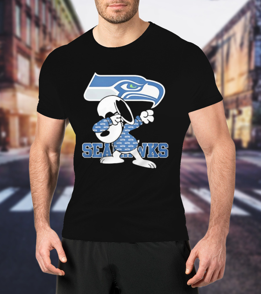 Seattle Seahawks Snoopy Peanuts NFL Team Collaboration T-Shirt
