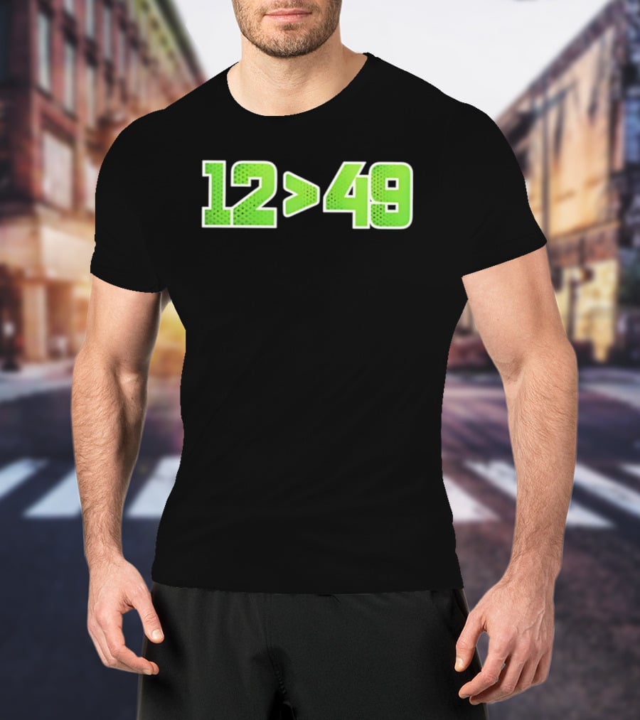 Seattle 12 Greater Than 49 Neon Green Football Fan Gear T-Shirt