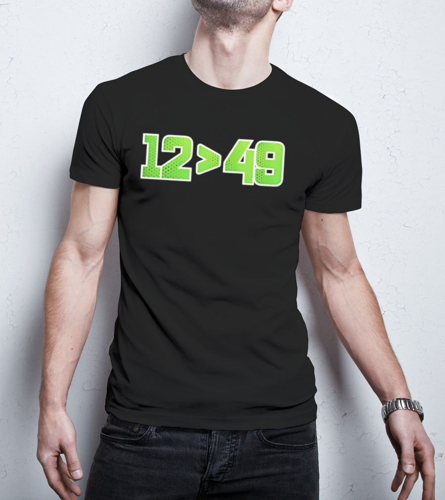 Seattle 12 Greater Than 49 Neon Green Football Fan Gear T-Shirt