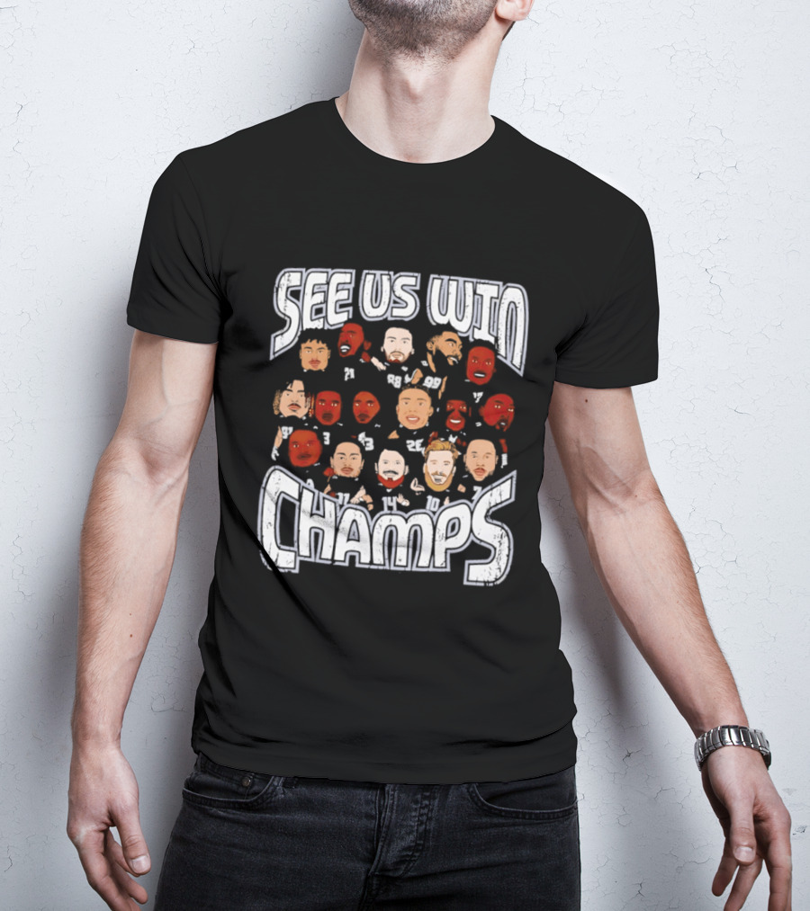 See Us Win Champs Seattle Seahawks Players Cartoon Caricature T-Shirt