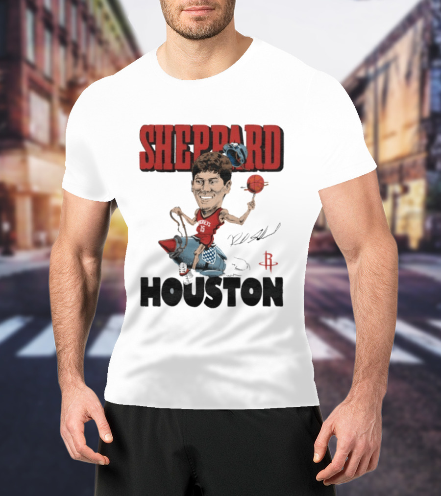 Houston Rockets Sheppard Cartoon Character Rocket T-Shirt