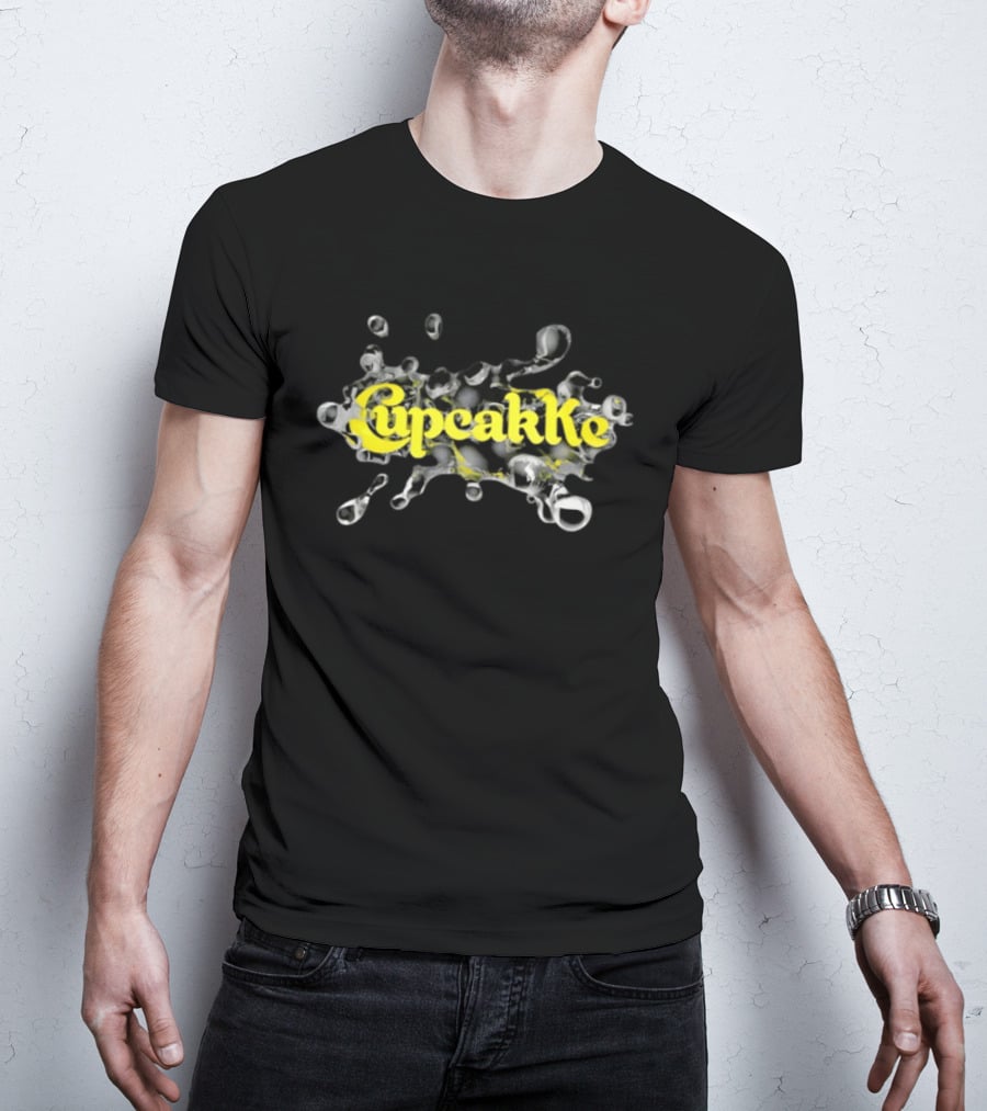 CupcakKe Splash Text Yellow On Metallic Black And Silver Bubble T-Shirt