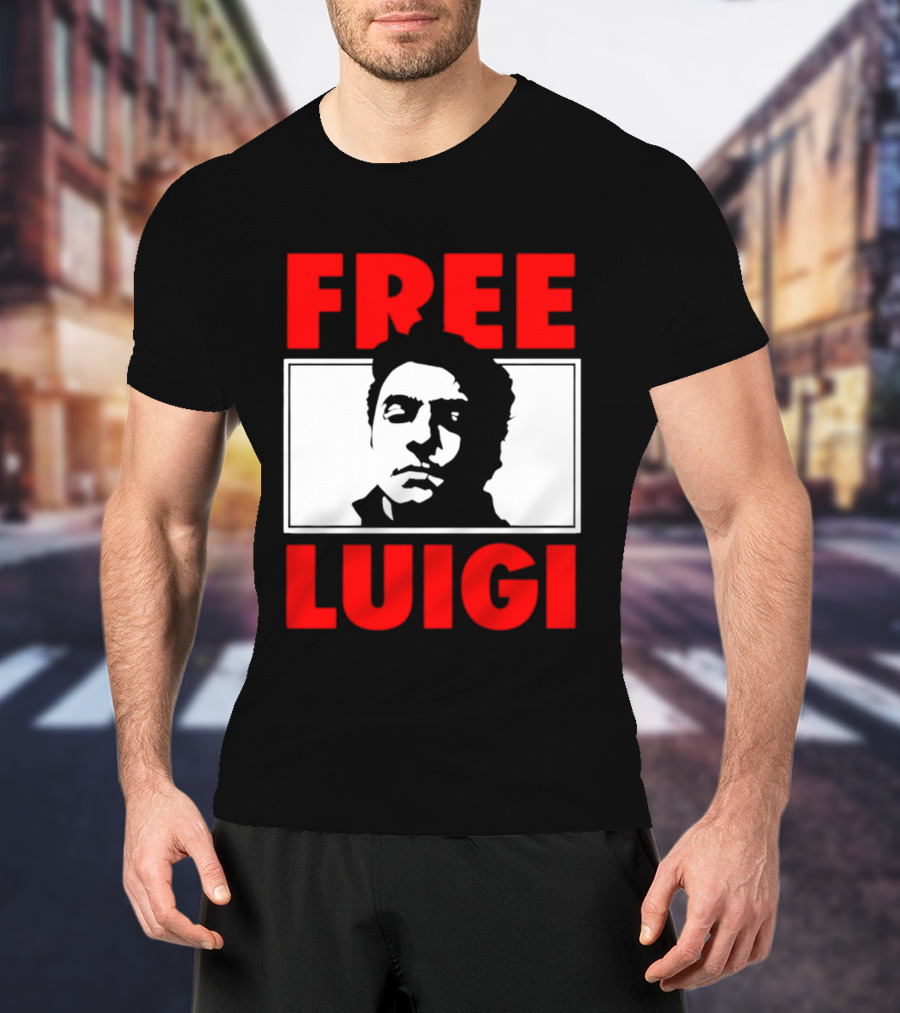 Free Luigi Mangione Shot Face Red T-Shirt