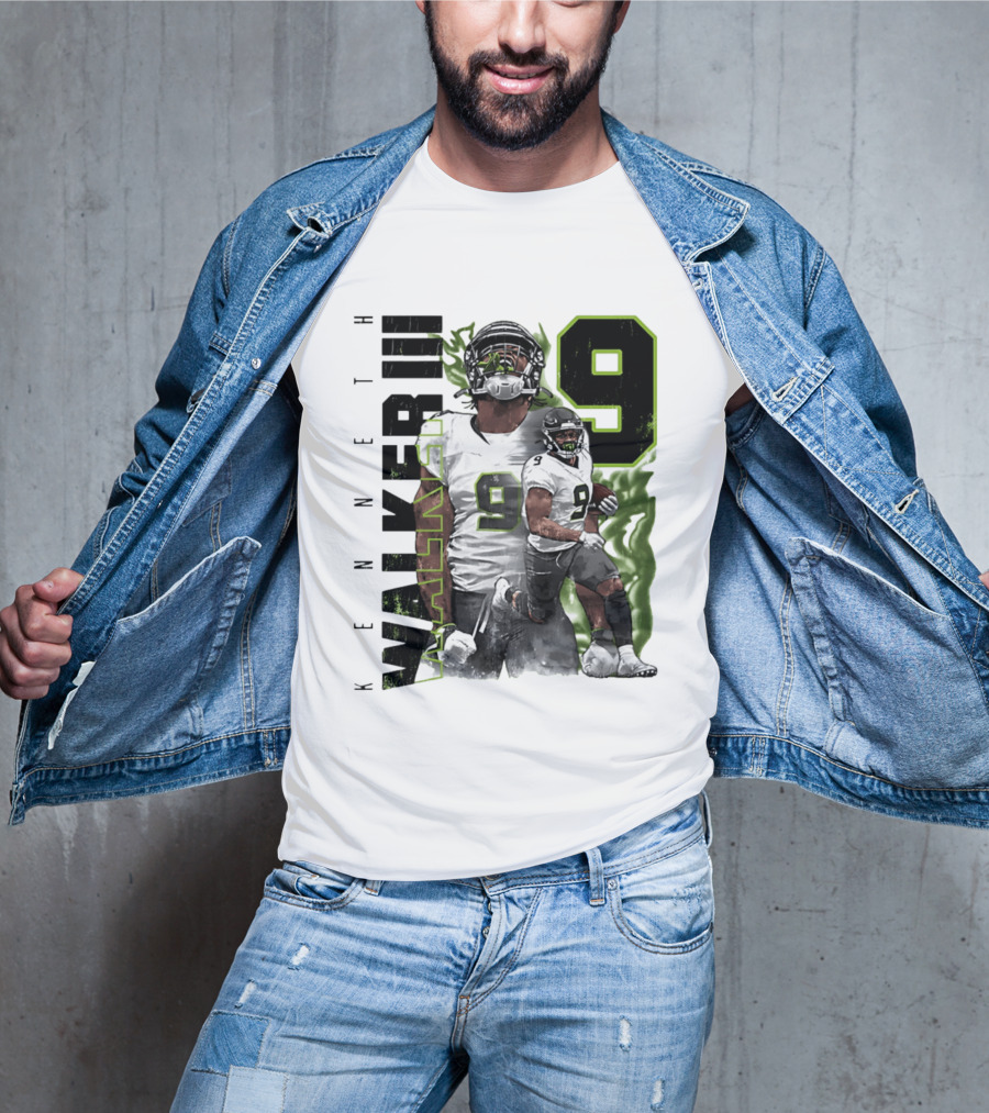 Kenneth Walker III Neon Aura Seattle Seahawks Number 9 T-Shirt