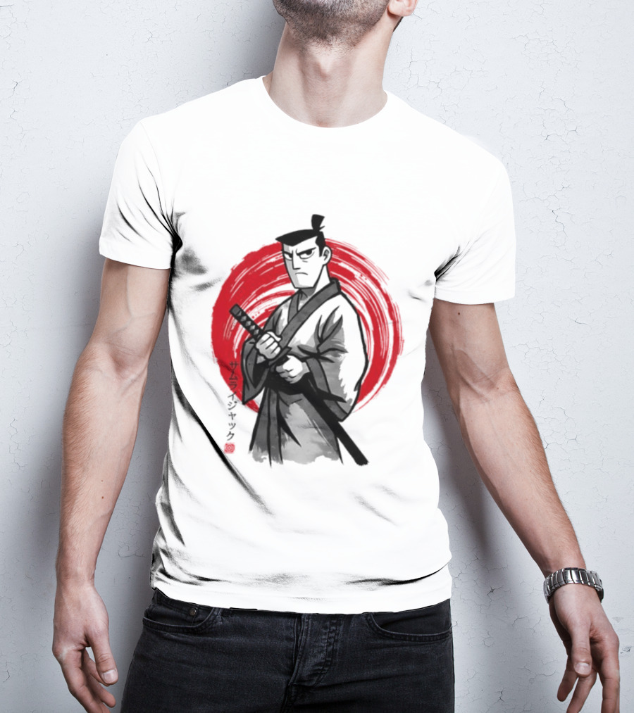 Samurai Jack Sumi E Art Red Circle Japanese Kanji T-Shirt