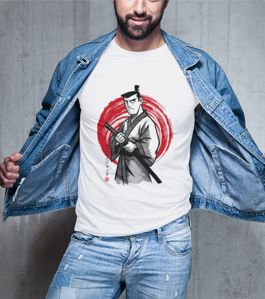 Samurai Jack Sumi E Art Red Circle Japanese Kanji T-Shirt