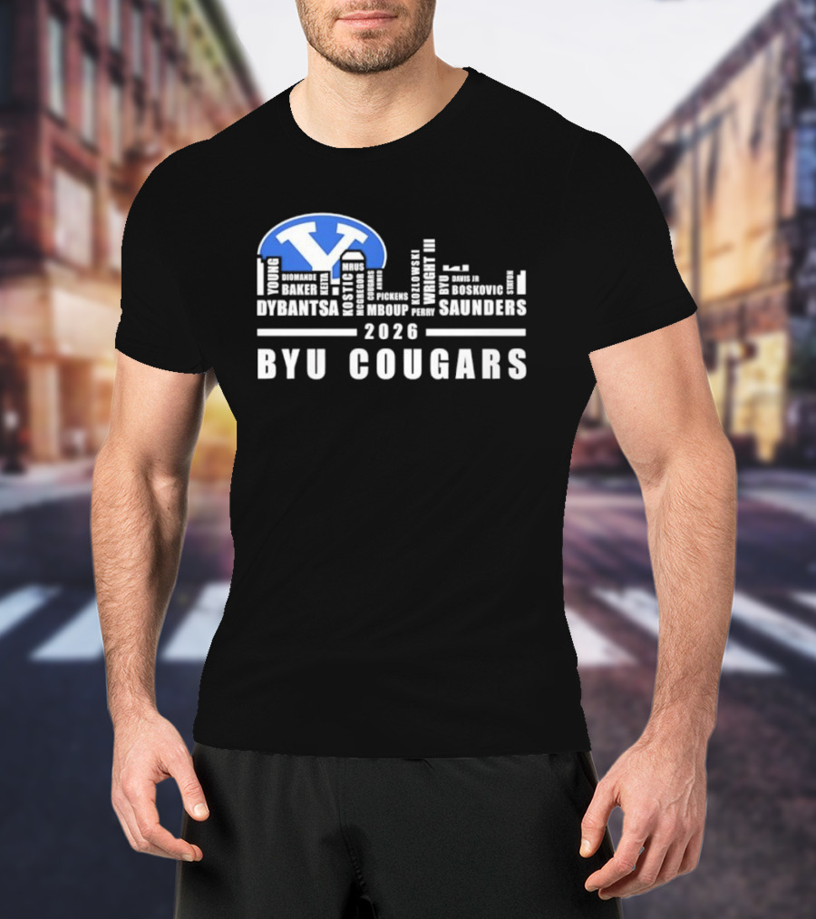 BYU Cougars 2026 Roster Skyline Collins Robinson Hall Saunders T-Shirt