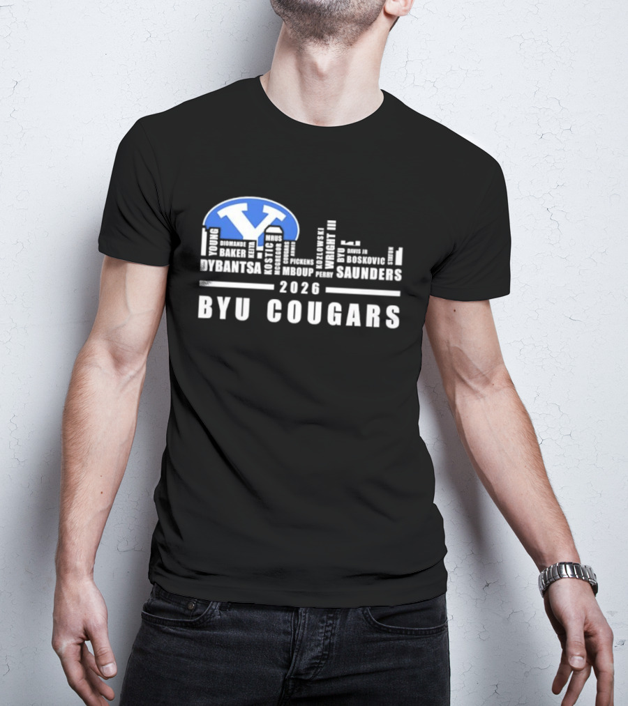 BYU Cougars 2026 Roster Skyline Collins Robinson Hall Saunders T-Shirt