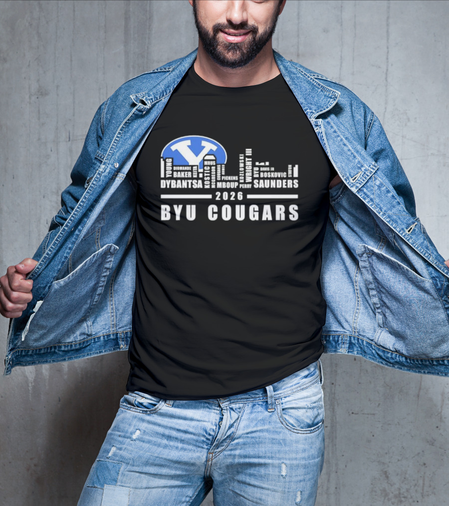 BYU Cougars 2026 Roster Skyline Collins Robinson Hall Saunders T-Shirt