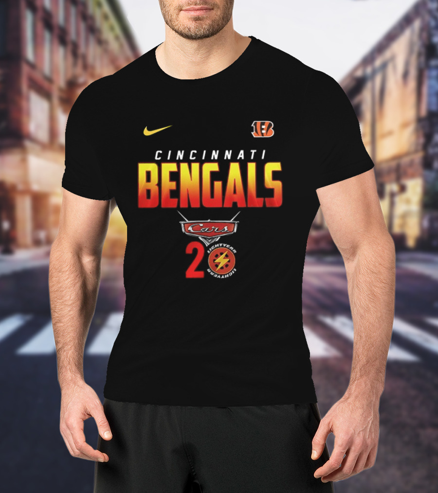 Cincinnati Bengals Cars 20th Anniversary Nike Collaboration NFL Pixar T-Shirt