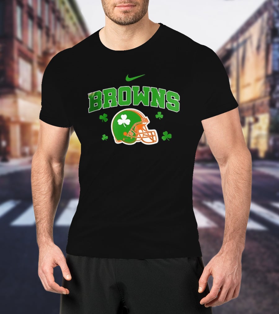 Browns Irish Inspired Football Shamrock Theme Nike T-Shirt