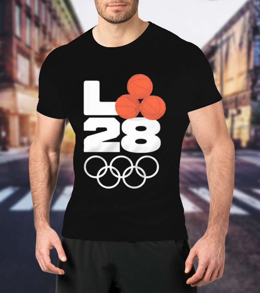 LA28 Basketball Olympic Rings NBA All Star Mitchell Ness Los Angeles T-Shirt