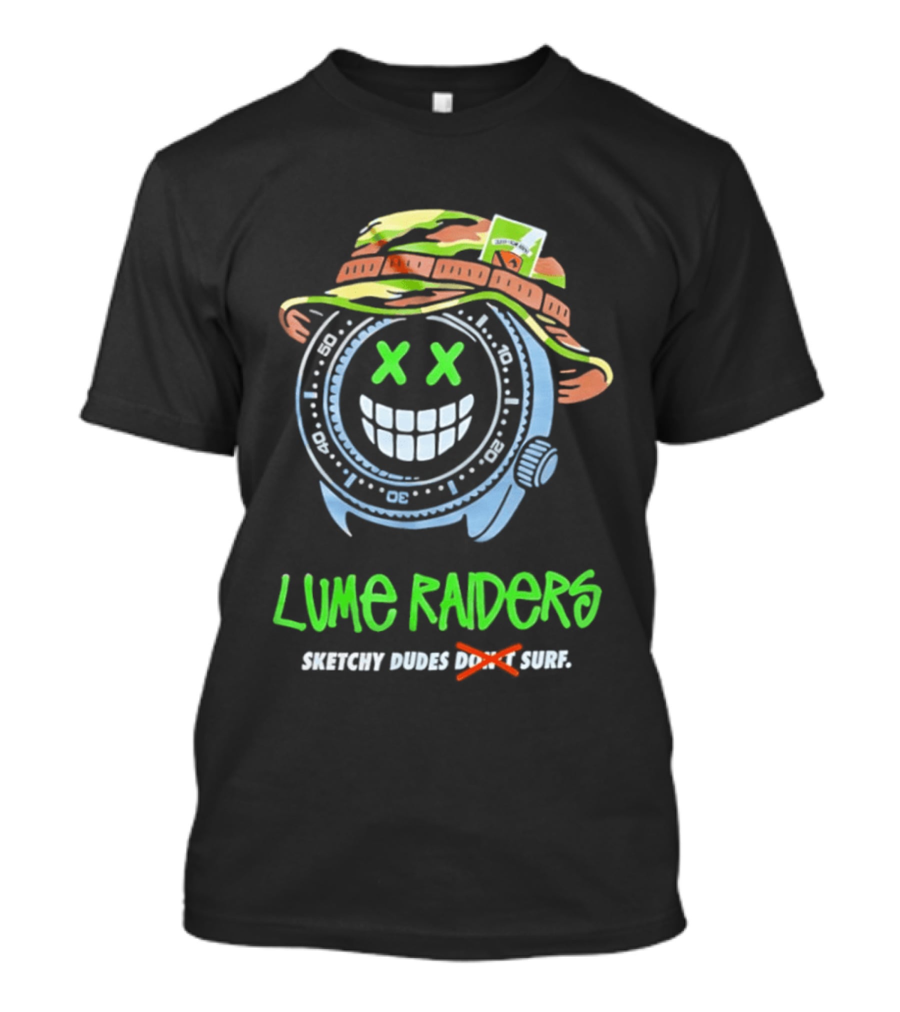 Lume Raiders Sketchy Dudes Don't Surf Face Smiley T-Shirt