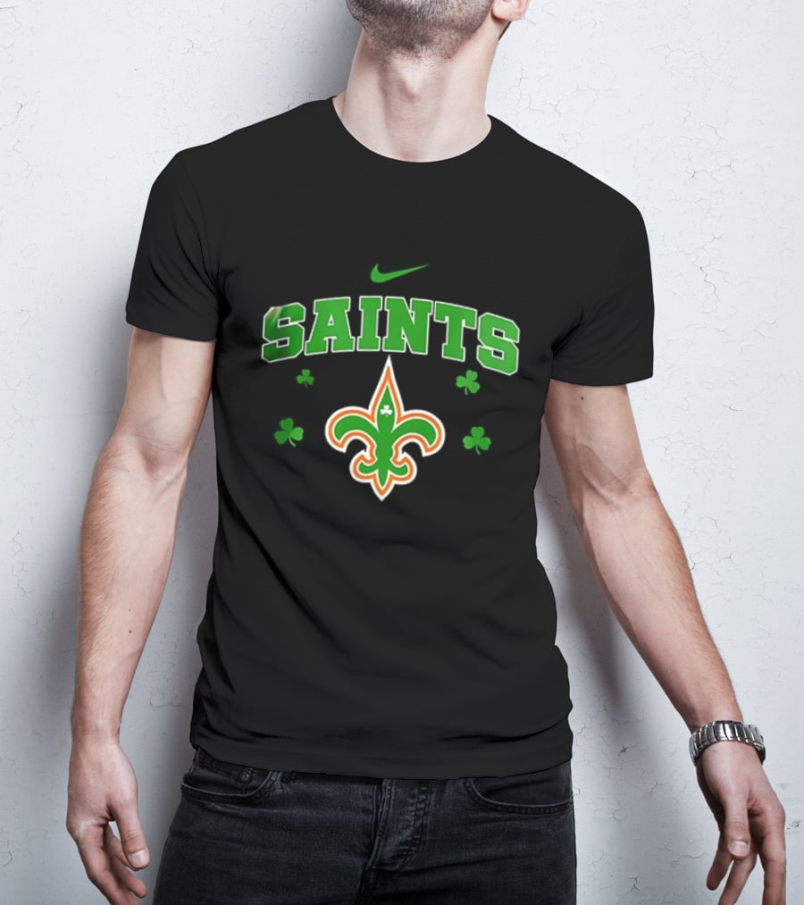 New Orleans Saints Irish Woman Soul Of A Witch Nike Green Shamrock Fleur De Lis T-Shirt