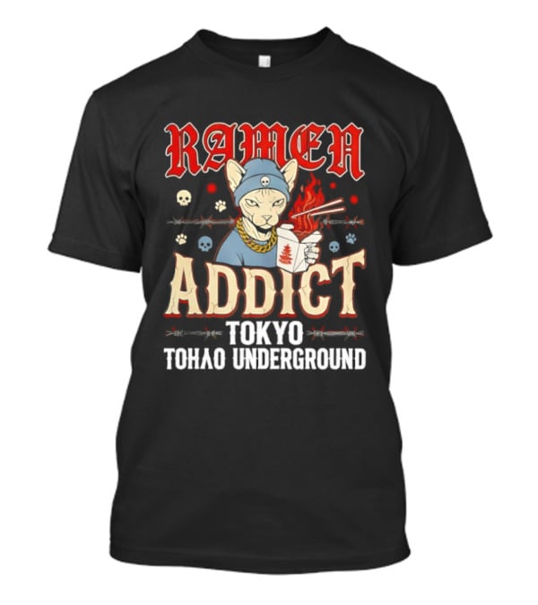 Ramen Addict Tokyo Underground Anime Style Eating Noodles Japan Culture T-Shirt