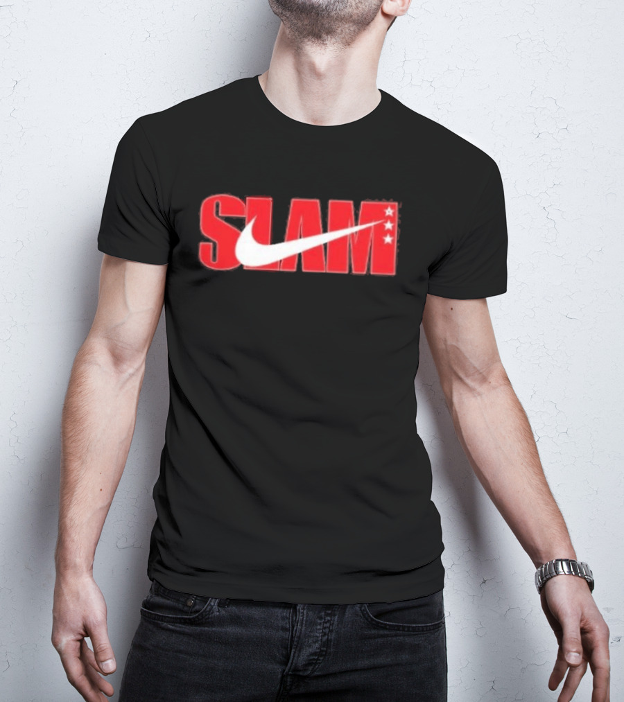 SLAM Nike Red White Collaboration Swoosh Stars T-Shirt