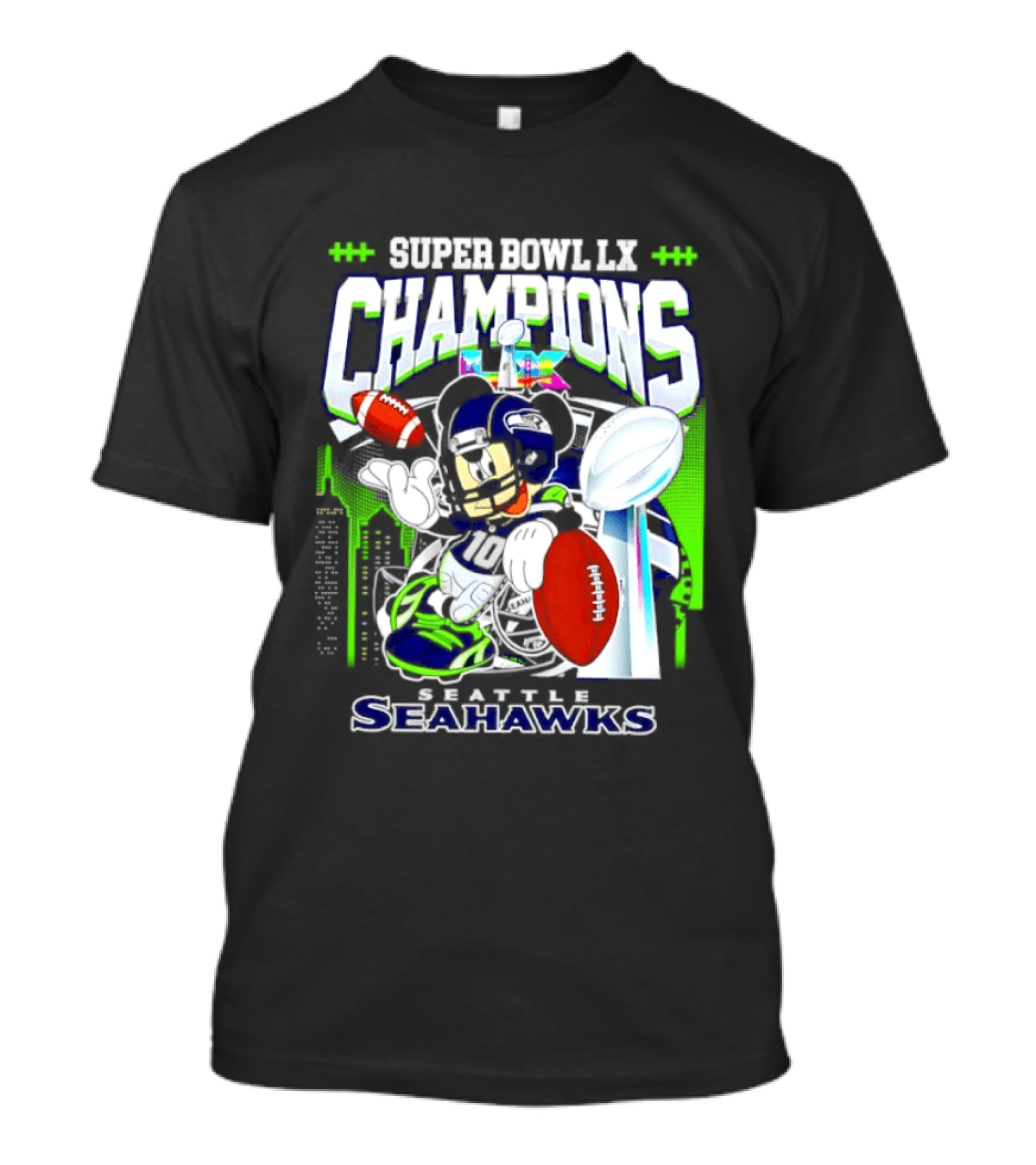 Super Bowl XLVIII Champions Mickey Mouse Seattle Seahawks T-Shirt