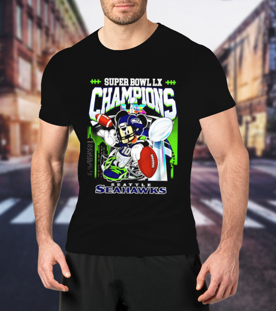 Super Bowl XLVIII Champions Mickey Mouse Seattle Seahawks T-Shirt